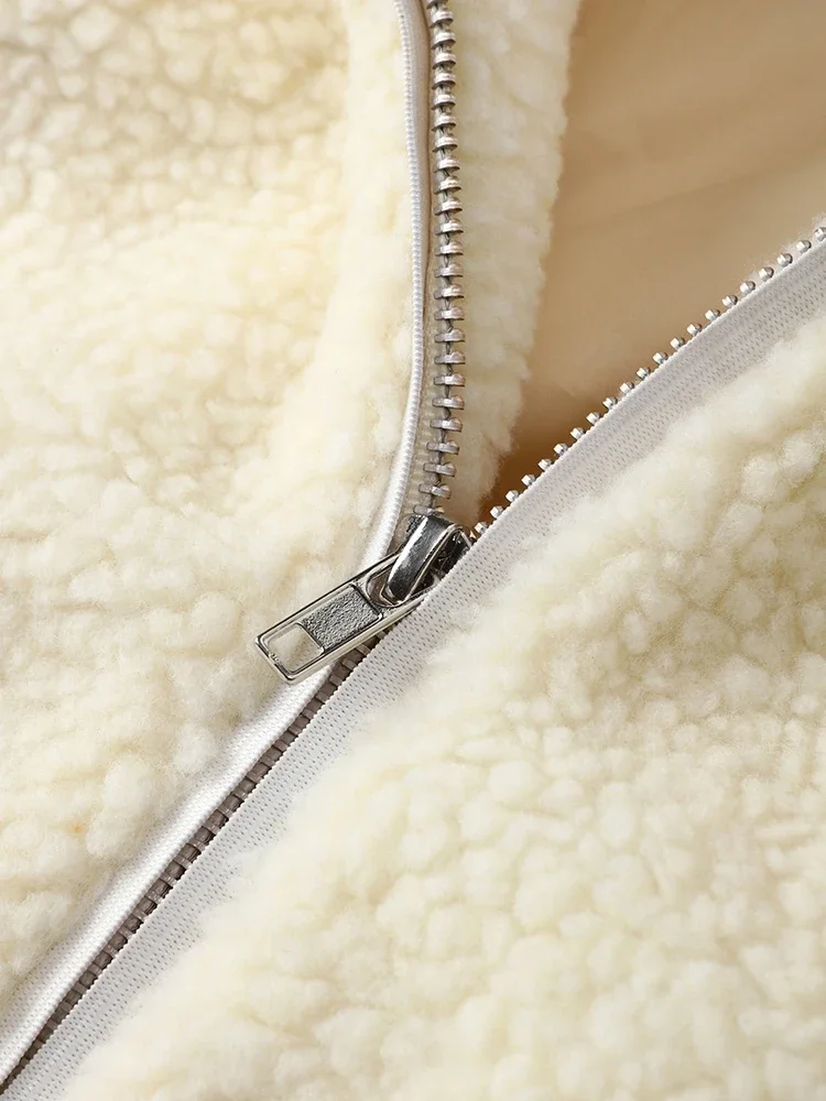 Téli báránygyapjú plüss kabát nőknek Vastagítsd meg a meleg hosszú ujjú garbós kabátokat 2024 őszi divat streetwear női kabát - 5