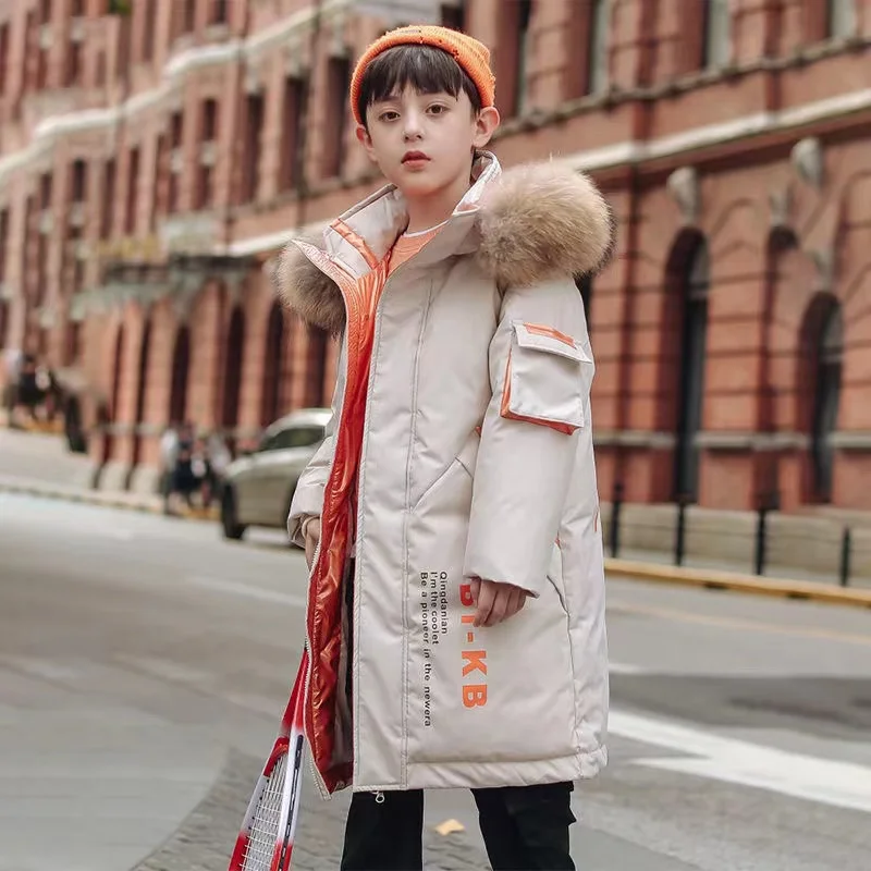 Téli fiúk és lányok kabát Hosszú mintás pamut párnázott kabát kapucnis Meleg gyermek ruházat Parkas mellény Tizenévesek Gyerekek felsőruházat - 0