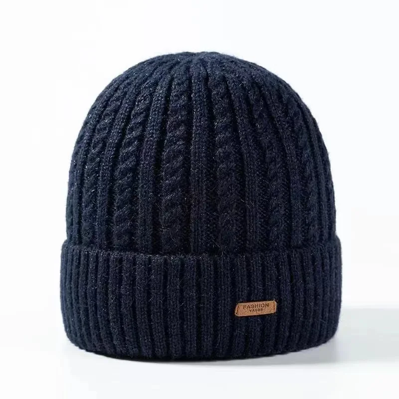 Téli kalap kötött kalap Adjon hozzá gyapjút, hogy megvédje a hideg fülmelegítőktől az időseket, a szélálló, középkorú és idős embereket - 0
