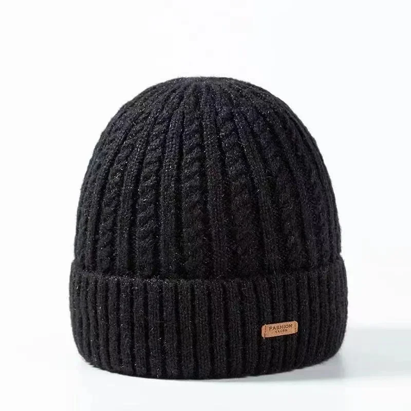 Téli kalap kötött kalap Adjon hozzá gyapjút, hogy megvédje a hideg fülmelegítőktől az időseket, a szélálló, középkorú és idős embereket - 2