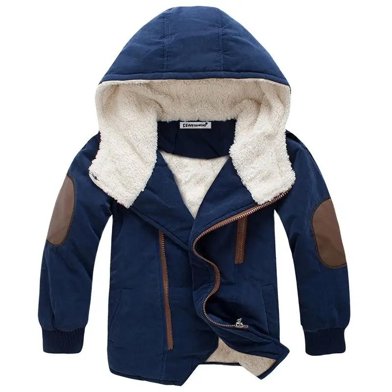 Téli vastag fiú dzsekik 2023 Új meleg ruhák Gyerekdzseki plusz bársony párnázott kabát Fiú kapucnis dzsekik Középhosszú hóruha - 0