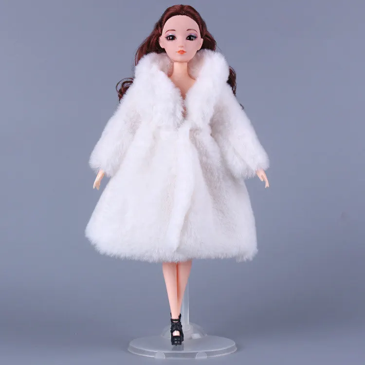 Többszínű 1 szett hosszú ujjú puha bunda felsők Ruha téli meleg alkalmi viselet kiegészítők Ruhák Barbie baba gyerekeknek Játék lány - 5
