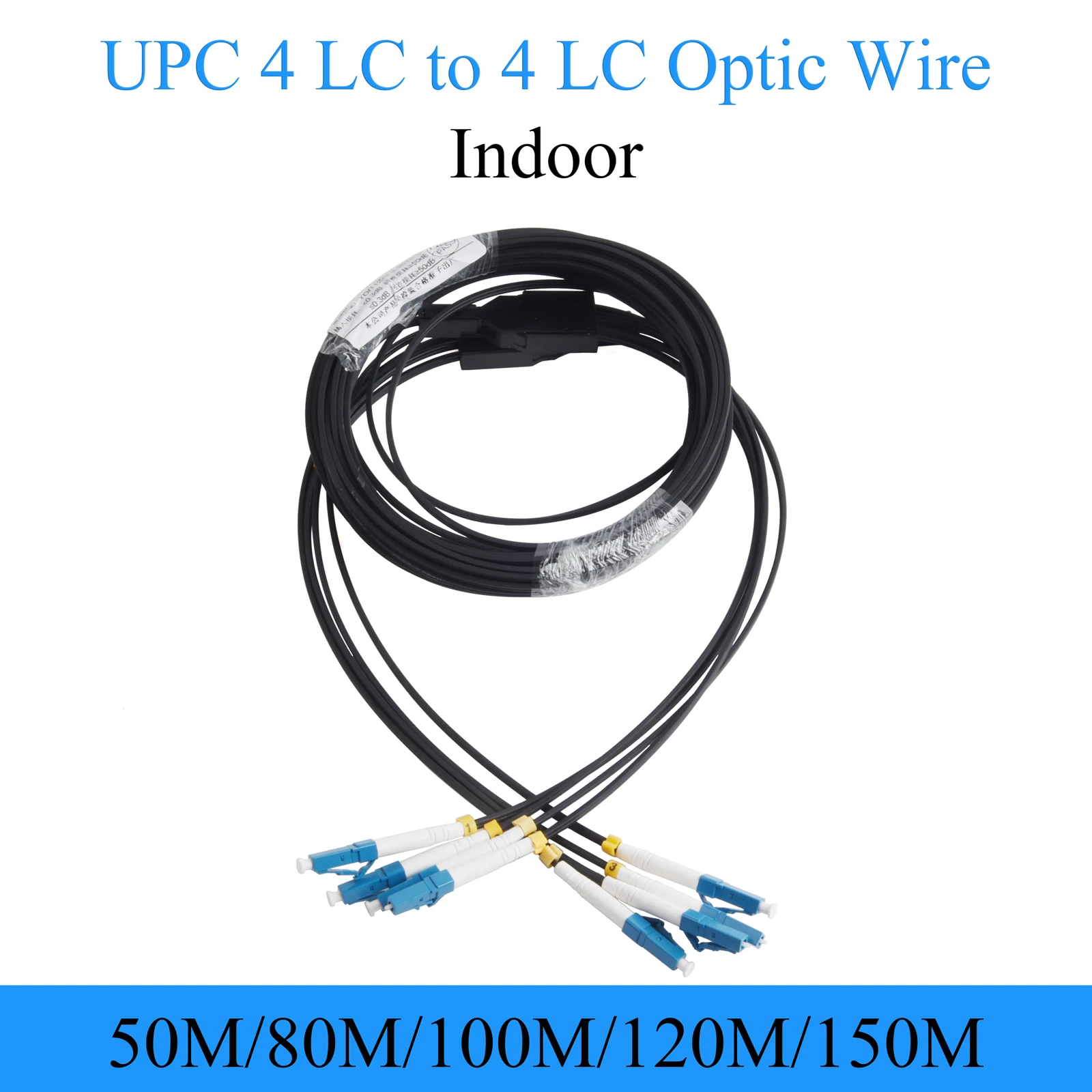 UPC 4 LC - 4 LC száloptikai vezeték Egymódú 4 magos beltéri hosszabbító optikai kábel konvertáló patch kábel 50M / 80M / 100M / 120M / 150M - 0