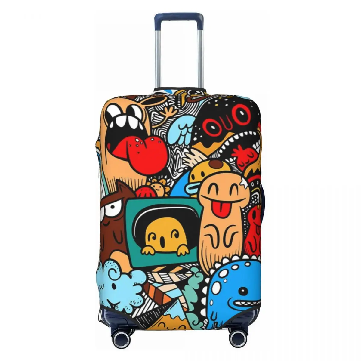 Vicces graffiti minta Bőrönd borító repülés színes aranyos szörny rugalmas poggyász kellékek Üzleti védelem - 1