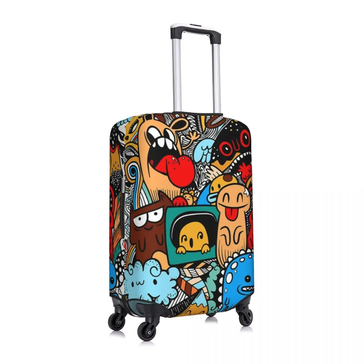 Vicces graffiti minta Bőrönd borító repülés színes aranyos szörny rugalmas poggyász kellékek Üzleti védelem - 2