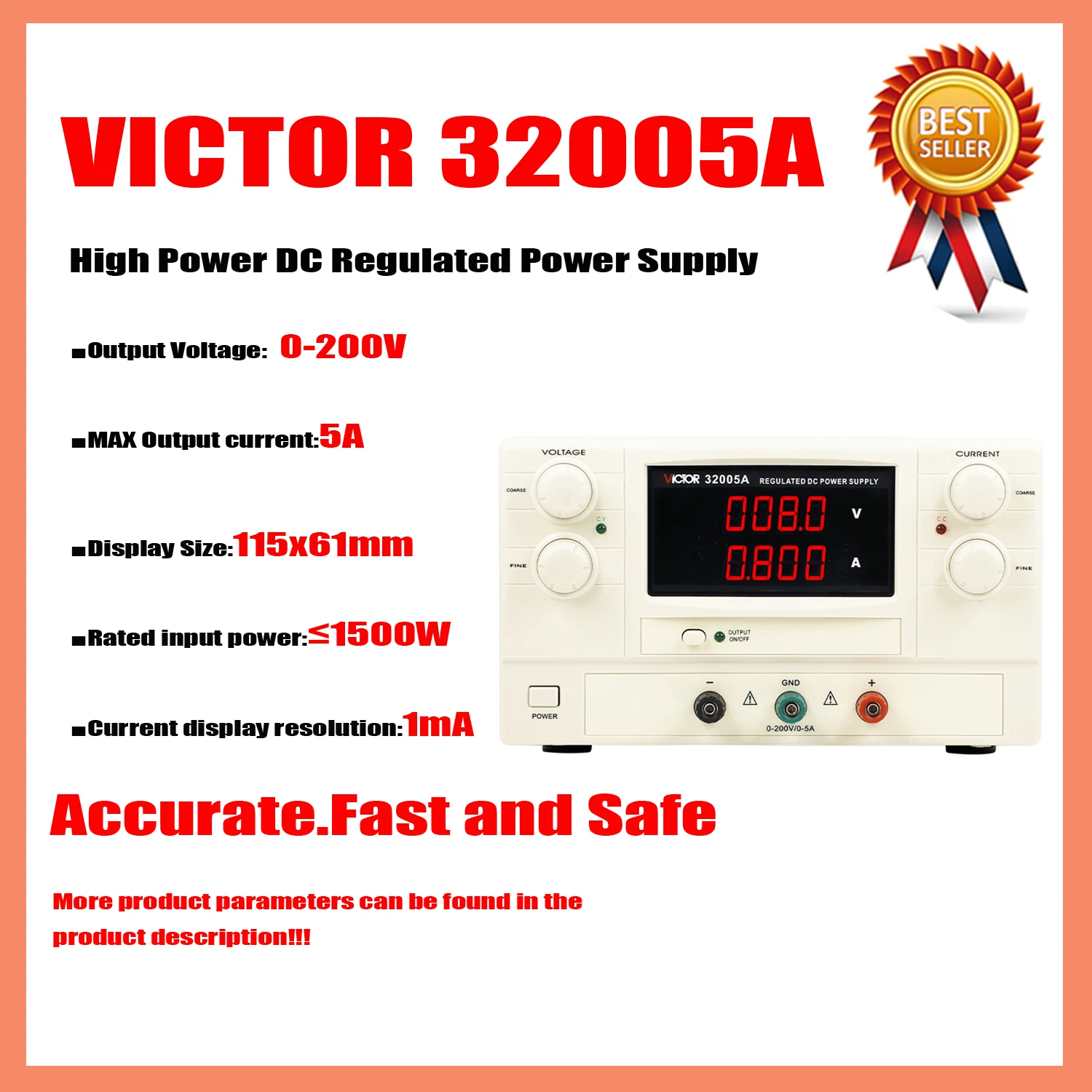 VICTOR 31005A 32005A 33030A 36020A 33010B 30603C Egycsatornás nagy teljesítményű DC stabil tápegység Program vezérelt intelligens - 0
