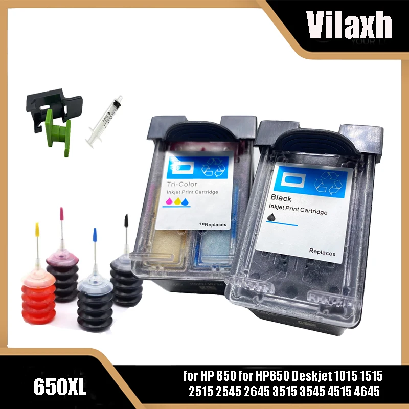 Vilaxh kompatibilis 650XL tintapatron csere HP 650 készülékhez HP650 XL HP Deskjet 1015 1515 2515 2545 2645 3515 4645 nyomtatóhoz - 0