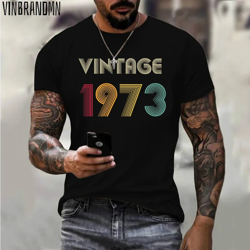Vintage 1973 Minden eredeti alkatrész 50. születésnapi ajándékok Póló férfiak Nők Újdonság felsők Feleség férj rövid ujjú póló Családi pólók - 0