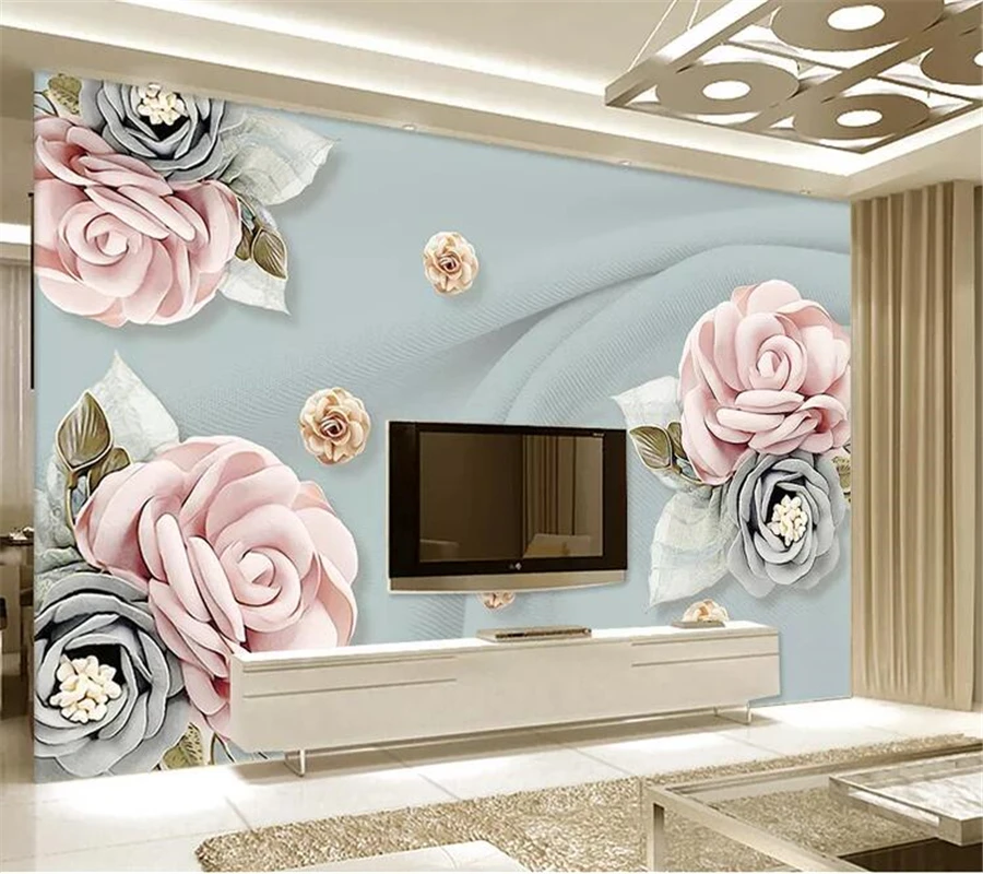 wellyu Egyéni tapéta papel de parede Európai 3D virág TV háttér fal sztereó friss virág falfestmény papel pintado tapety - 0