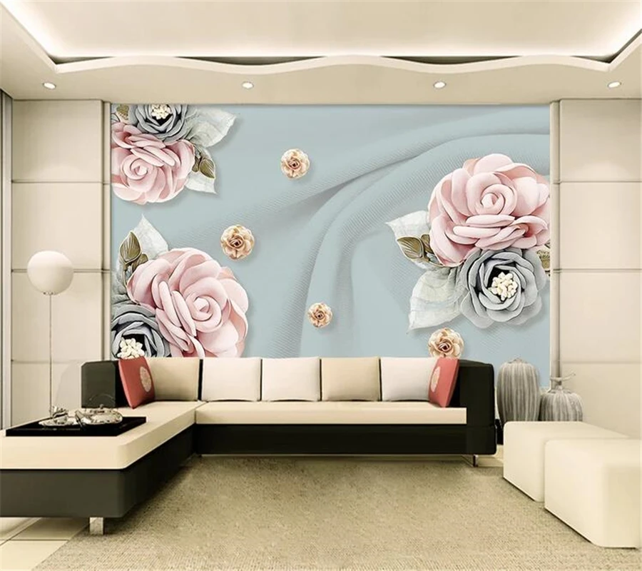 wellyu Egyéni tapéta papel de parede Európai 3D virág TV háttér fal sztereó friss virág falfestmény papel pintado tapety - 1