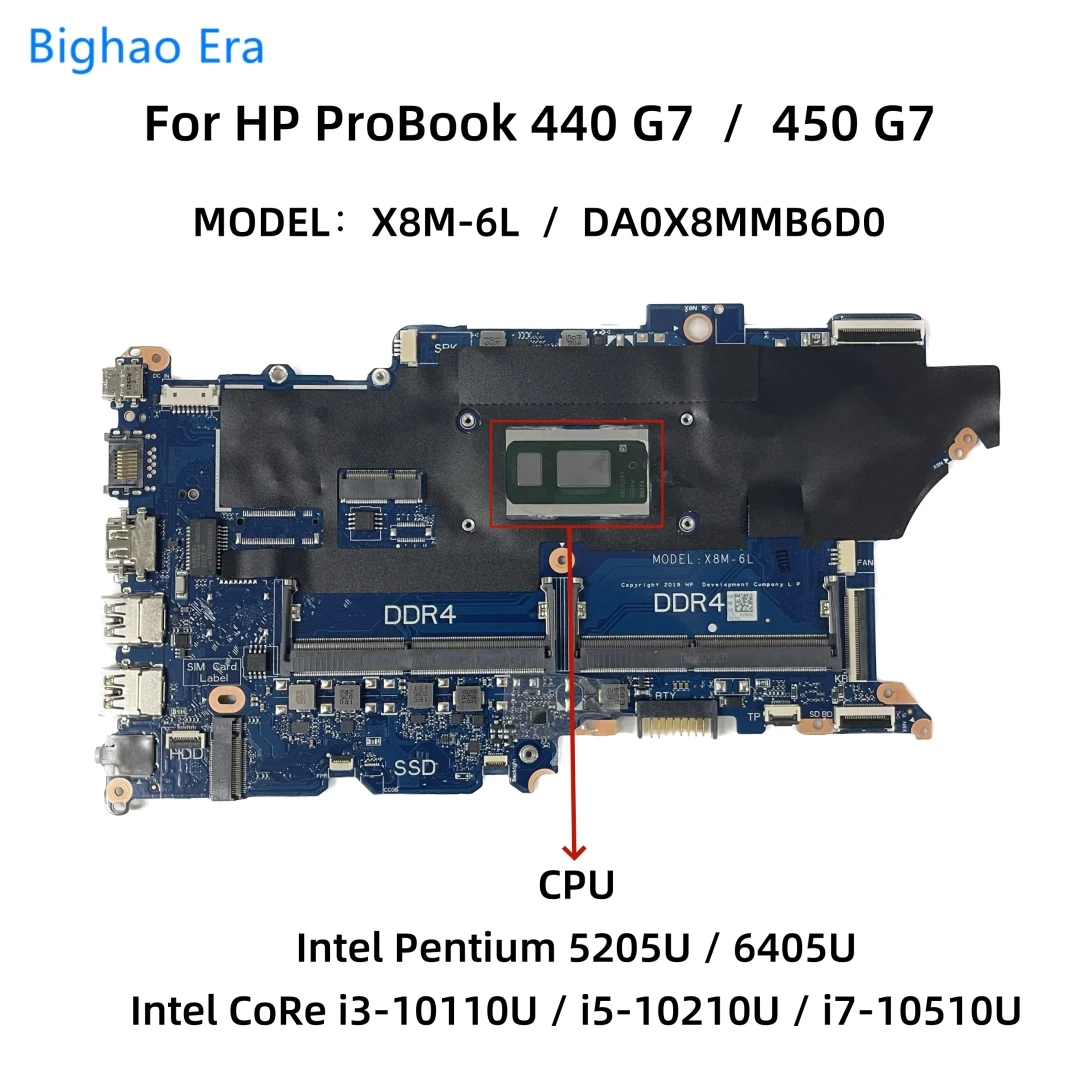 X8M-6L DA0X8MMB6D0 HP ProBook 440 G7 450 G7 laptop alaplaphoz i3 i5 i7-10510U CPU L78085-601 L78086-601 L78087-601 - 0