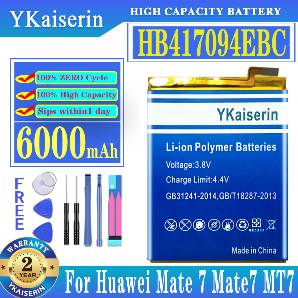 YKaiserin HB417094EBC akkumulátor Huawei Ascend Mate 7 Mate7 MT7 MT7-TL00 MT7-L09 MT7-TL10 UL00 CL00 6000mAh Bateria ingyenes eszközök - 0