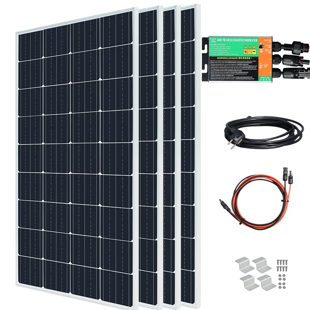 YYHC üveg napelem fotovoltaikus panel napelemes rendszer erkély otthona aljzathoz 220v 230v mikroinverter a hálózaton napelemes rendszer - 1