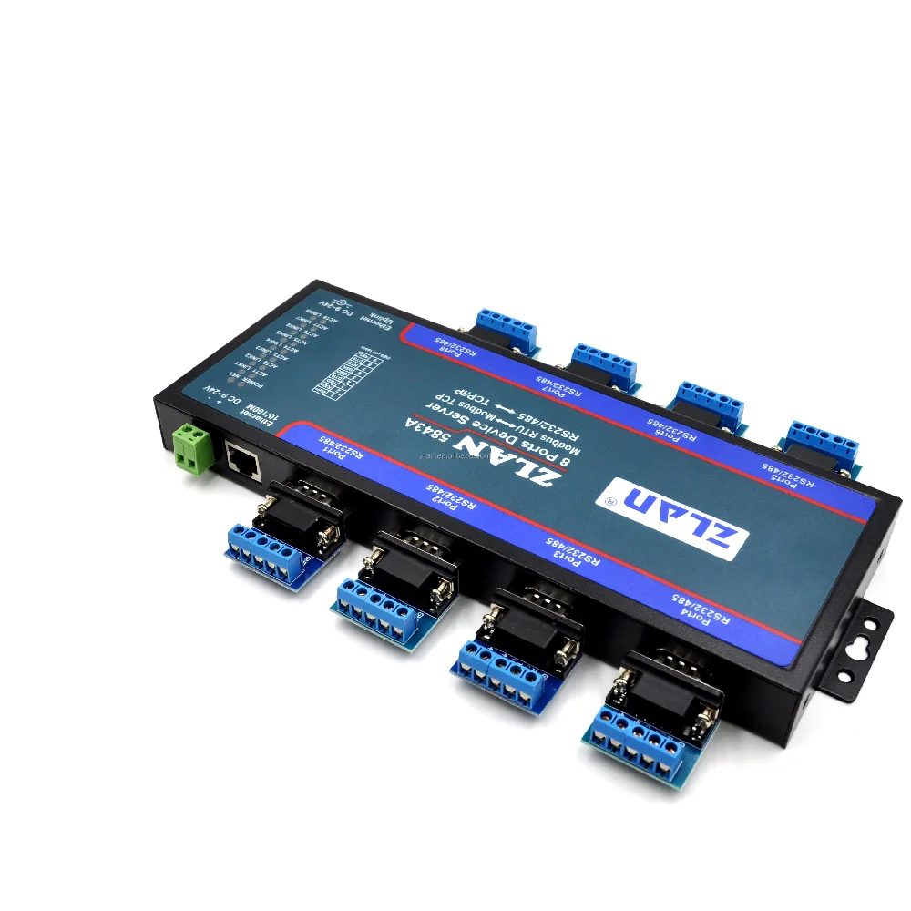 ZLAN5843A 8 portos RS232 RS485 Ethernet TCP/IP Modbus ipari többszörös Ethernet soros szerver - 4