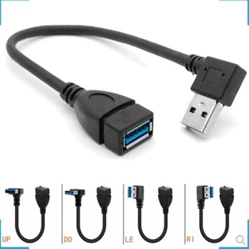 90 fokos USB 3.0 A apa-anya csatlakozó Adapterkábel szöge USB 2.0 hosszabbító hosszabbító Gyors átvitel bal/jobb/fel/le 20cm