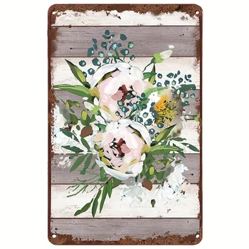 Retro fémtábla festés Virágok fehér százszorszép harmatcseppel vintage ón poszter Fém plakátok otthoni nappali dekorációhoz