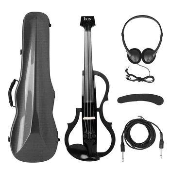 szénszálas elektromos hegedű 4/4 fej nélküli hegedű professzionális elektromos hegedű vonós hordtáskával fejhallgató kábel válltámasz