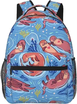 Aranyos szép vidrák tengeri minta stílusos alkalmi hátizsák Pénztárca hátizsákok zsebek Számítógép nappali csomag munkához Üzleti utazás