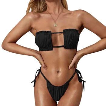 Bikini öltöny Summer Beach szexi hát nélküli fürdőruha Úszónadrág osztott kétrészes női fürdőruha