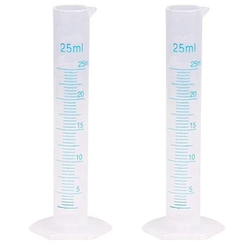 2X mérőhenger műanyag fokozatos cső szerszám laboratóriumhoz (25 ml)