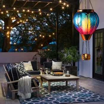 Art & Ajándék Napelemes hőlégballon lámpás Függő napelemes lámpa Napelemes LED lámpák Vízálló hordozható dekoratív