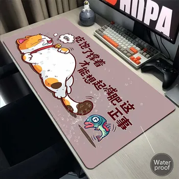 Kawaii Cat Large egér lakat Lock Edge egérszőnyeg XXL vízálló puha egérszőnyeg csúszásmentes gumi asztali szőnyegek billentyűzet párnák 400x900mm