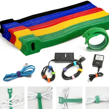 20db T-típusú kábelkötegelő huzal újrafelhasználható kábel szervező huzal 15 * 1,2 cm-es színes számítógépes adatkábel tápkábel nyakkendő hevederek
