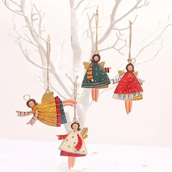 Karácsonyi dekoráció Kreatív vas Kézműves festett angyallány medál karácsonyfa medál kiegészítők kellékek
