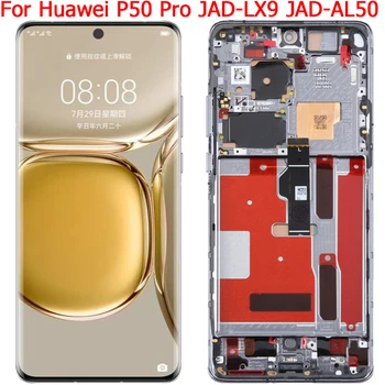Új eredeti a Huawei P50 Pro JAD-LX9 JAD-AL50 LCD képernyős érintőképernyős digitalizáló szerelvényhez keretcserével