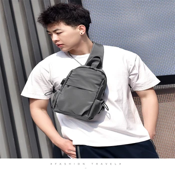 Új férfi válltáska többfunkciós telefon zseb mellkastáska USB töltés Koreai szabadidős sport crossbody táska kültéri kézitáska