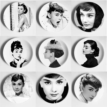 Audrey Hepburn háttér fali lemez Fali dekortaion lemez dekoratív lemez függő lemez dekor művészeti lemez kerámia lemez