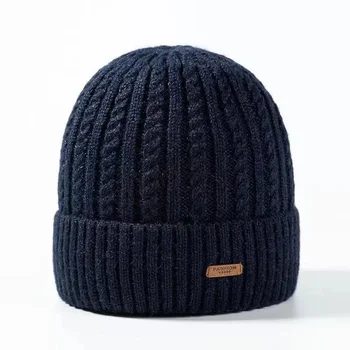 Téli kalap kötött kalap Adjon hozzá gyapjút, hogy megvédje a hideg fülmelegítőktől az időseket, a szélálló, középkorú és idős embereket