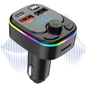 MP3 lejátszó FM adók LED kijelző vezeték nélküli adapter 5.0 autós vevő adó USB C autós töltő Multifunkcionális autórádió