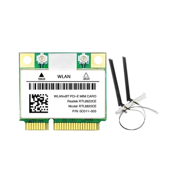 RTL8822CE WiFi kártya antennával 1200Mbps 2.4G + 5Ghz 802.11AC hálózat Mini PCIe BT 5.0 támogatás Laptop/PC Windows