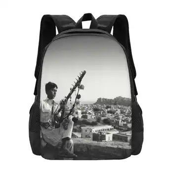 Music Tini főiskolai hallgatói hátizsák minta design táskák India Music Boy Rajasthan Középformátumú Jaislmer