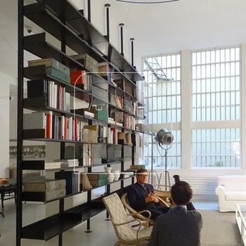 Egyszerű teljes fali könyvespolc válaszfal faltól padlóig nappali kijelző állvány fékezhetetlen szellempolc felső kijelző tároló