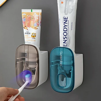 Automatikus fogkrémadagoló lusta fali tartó Fürdőszoba fogkrém sajtoló kiegészítők Vízálló porálló fogkrémtartó