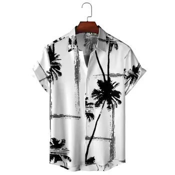 Hawaii férfi virágos ing nyári geometrikus mintás rövid ujjú felső túlméretezett tengerparti ünnepi egymellű alkalmi ruházat