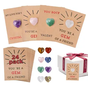 Valentin-napi cserekártyák 24 darabos csomag Valentin-napi kártyák szív alakú kövekkel Valentin-napi kártya kézzel készített ajándék