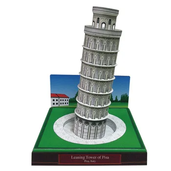 Olasz pizza ferde torony World Classic épület 3D papír modell DIY kézzel készített játék