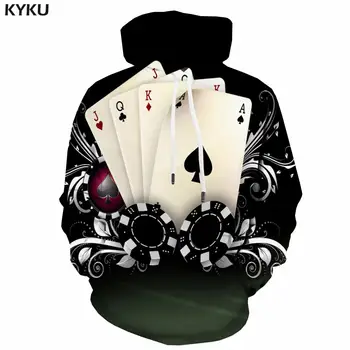 3d Kapucnis pulóverek Játék kártyák Pulóverek férfiak Szerencsejáték 3D nyomtatott fekete kapucnis pulóver nyomtatás Uniszex Hip Hop Ősz Új Kiváló minőség