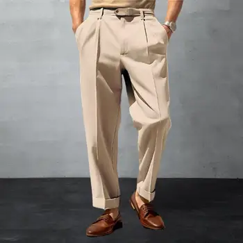 Férfi üzleti öltöny nadrág Stílusos férfi öltöny nadrág Kényelmes derék közép Széles láb Lélegző anyag hivatalos üzleti irodához