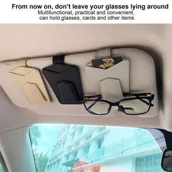 Autós napellenző Napszemüveg tartó Mágneses klipes szemüveg akasztó kapocs Multifunkcionális PU bőrcsipesz napszemüvegekhez Kártyák medálok