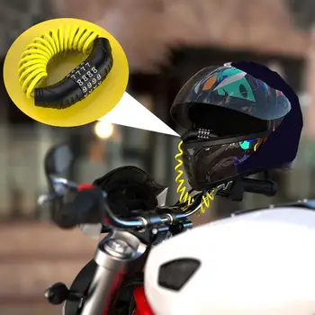 Új 1db tartós sisakzár lánc 4 számjegyű jelszókombináció hordozható kerékpár motorkerékpár lopásgátló kábelzár öltés kiegészítők