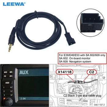 LEEWA 5db 3,5 mm-es apa csatlakozó 3 tűs AUX csatlakozóhoz kábelköteg BMW E39 / E46 / E53 navigációs rendszerrel (SA 602/609)