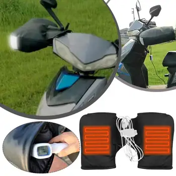 Motorkerékpár fűtött kormány Muffs elektromos fűtött kesztyűk 4 Vezetési hőmérséklet Szabályozható téli sportkesztyű Víz X6F0