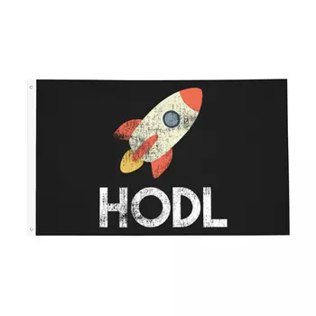 Vicces kriptovaluta Hodl zászlók élénk színű banner Bitcoin Crypto Ethereum Dogecoin BTC Blockchain poliészter dekoráció 90x150cm