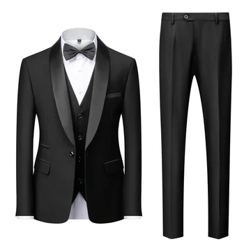 M-6XL férfi alkalmi üzlet Van dohányzó öltöny Csúcskategóriás márka Boutique Fashion Blazer mellény nadrág Vőlegény esküvői ruha party öltöny