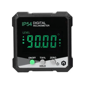 IP54 4X90° hordozható digitális dőlésmérő LCD háttérvilágítás Digitális szögmérő Dőlésmérő Digitális szögmérő Vonalzó újrafelhasználható (zöld)