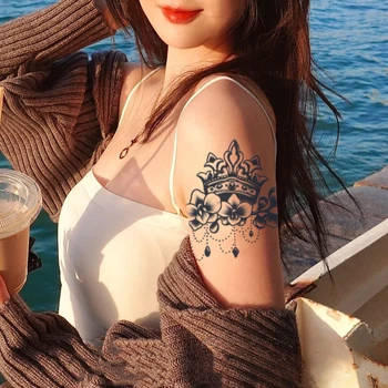 Virág korona gyógynövénylé tetováló matrica Ideiglenes hamis tetoválások nőknek Férfi félkar vízálló Hotwife Fesztivál kiegészítők